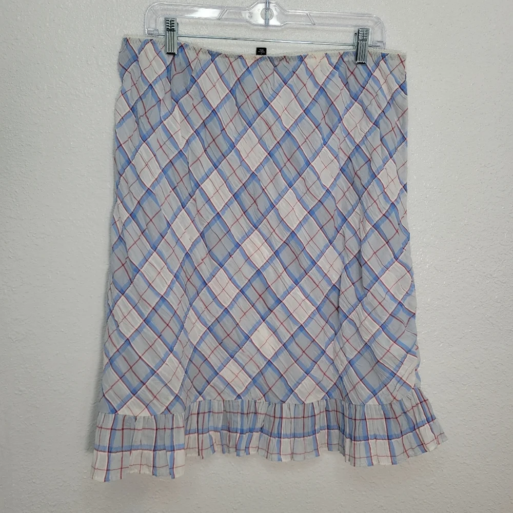 J Crew Pre-Crinkled Ruffle-trim Skirt Size L